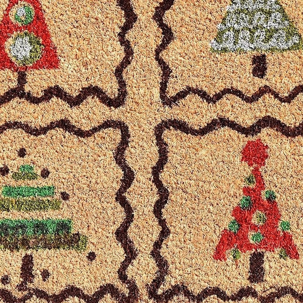 17" X 29" Natural Red and Black Coir Christmas Trees Outdoor Christmas